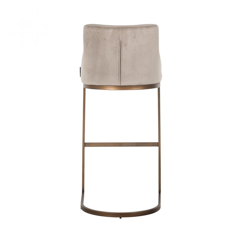 Bolton Khaki Fabric and Brushed Gold Barstool with Back (Set of 2)