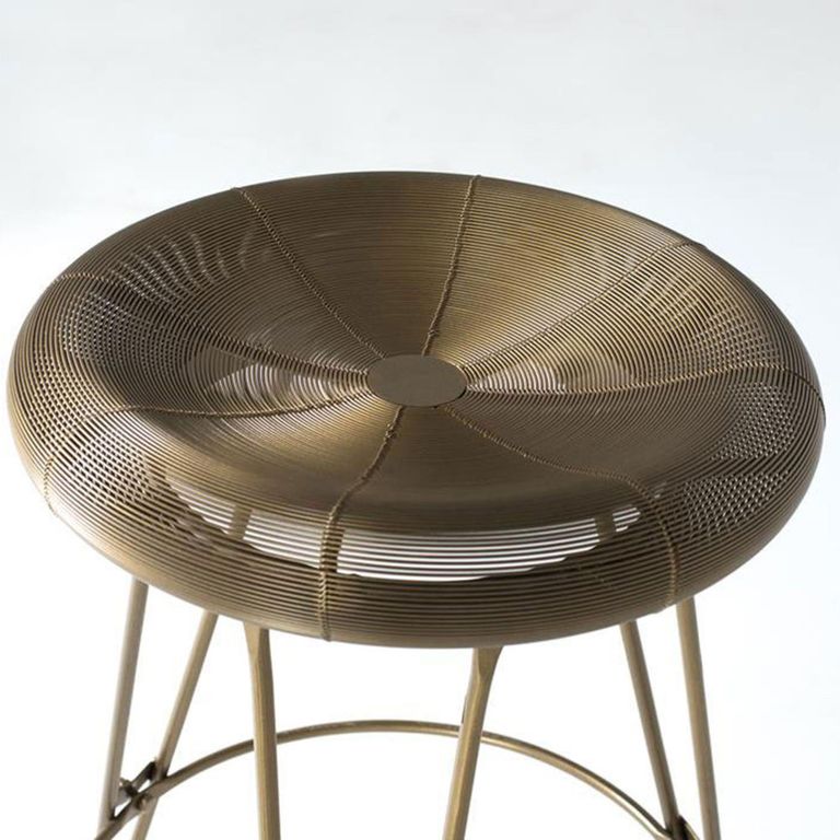 Asti Barstool - Gold Metal - Round - Set of 2