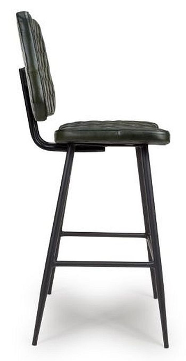 Austin Barstool with Back - Set of 2 - Green - Real Leather