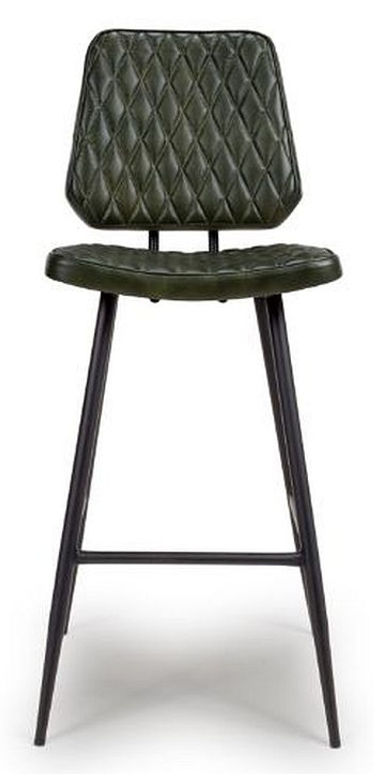 Austin Barstool with Back - Set of 2 - Green - Real Leather