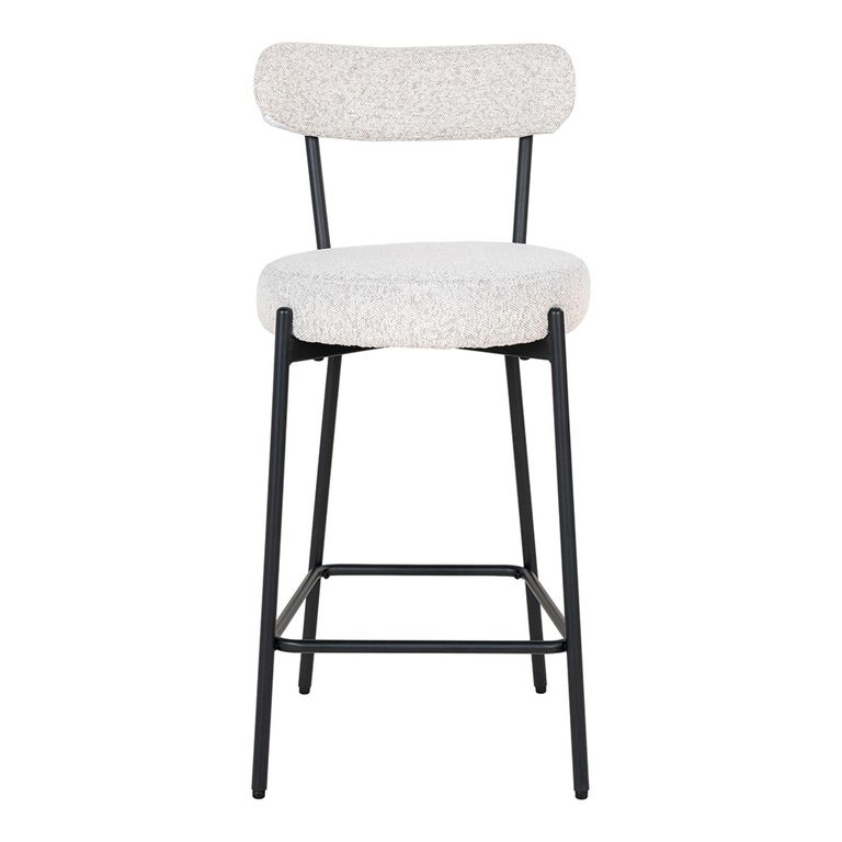 Badalona Barstool - White Boucle Fabric - Set of 2 - with Back