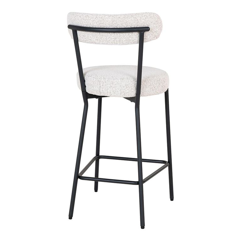Badalona Barstool - White Boucle Fabric - Set of 2 - with Back