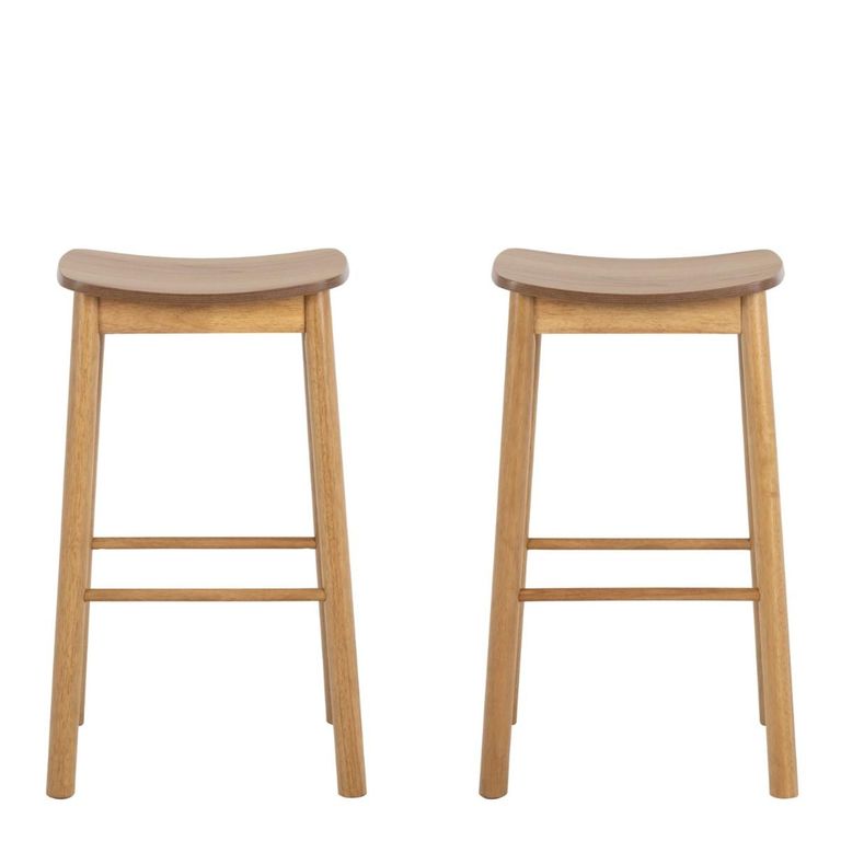 2 x Barlow Matt Oak Barstool Without Back