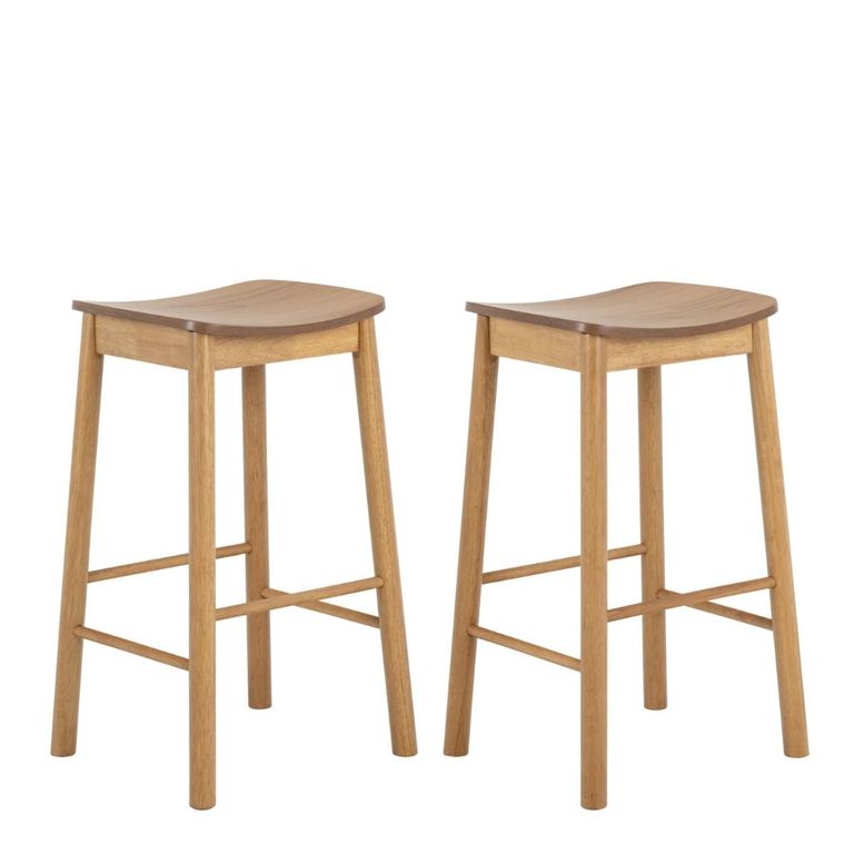 2 x Barlow Matt Oak Barstool Without Back