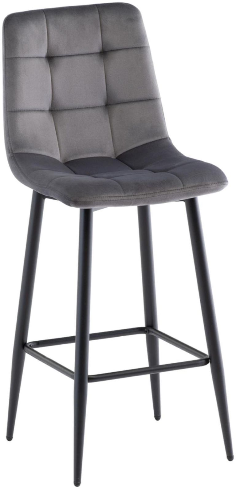 2 x Bella Grey Velvet Fabric Counter Stool