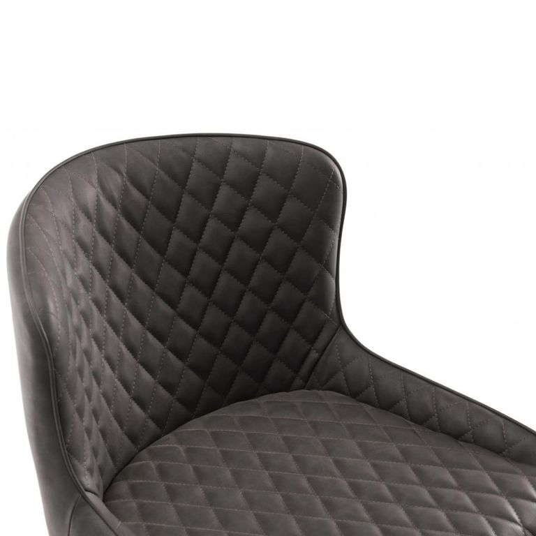 Cezanne Barstools - Set of 2 - Dark Grey Faux Leather - Black Legs