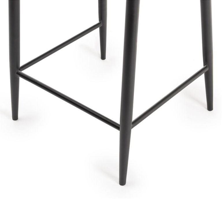 Cezanne Barstools - Set of 2 - Dark Grey Faux Leather - Black Legs