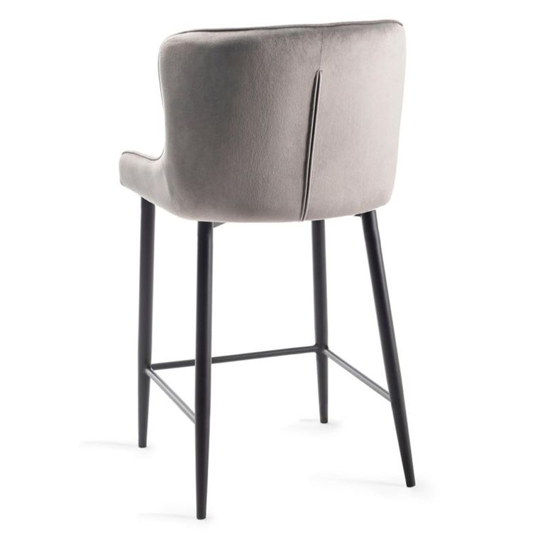 Cezanne Barstools - Set of 2 - Grey Velvet - Black Legs