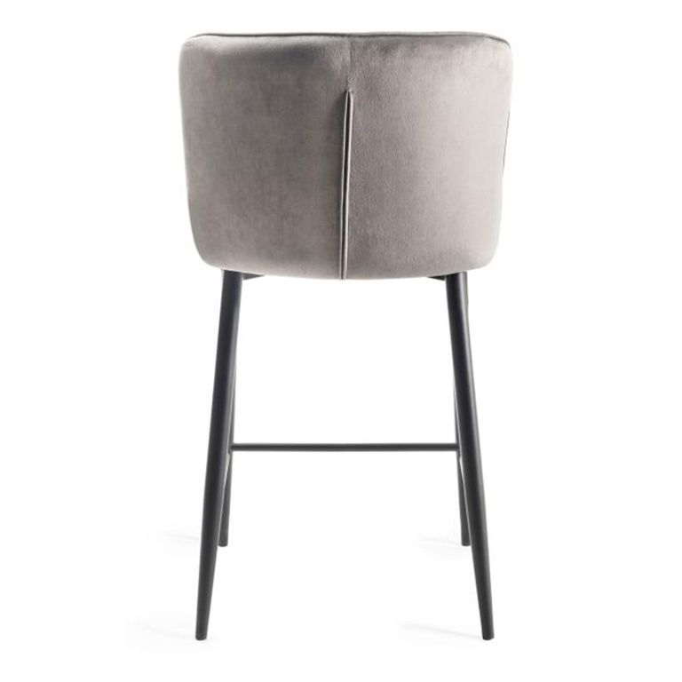 Cezanne Barstools - Set of 2 - Grey Velvet - Black Legs