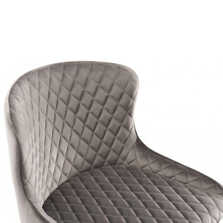 Cezanne Barstools - Set of 2 - Grey Velvet - Black Legs