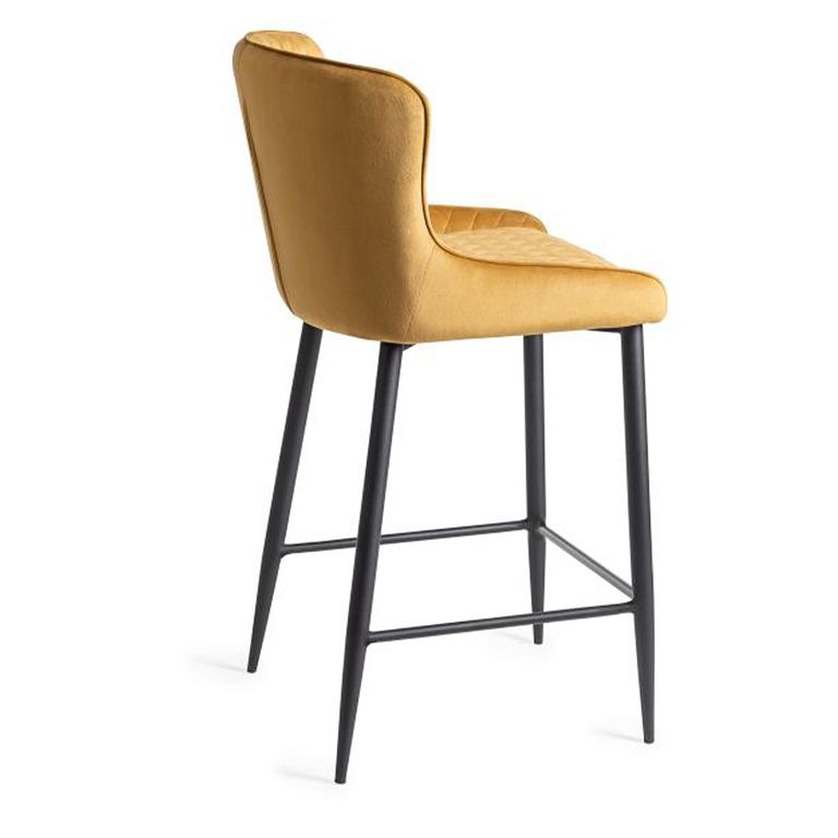 Cezanne Barstools - Set of 2 - Mustard Velvet - Black Legs