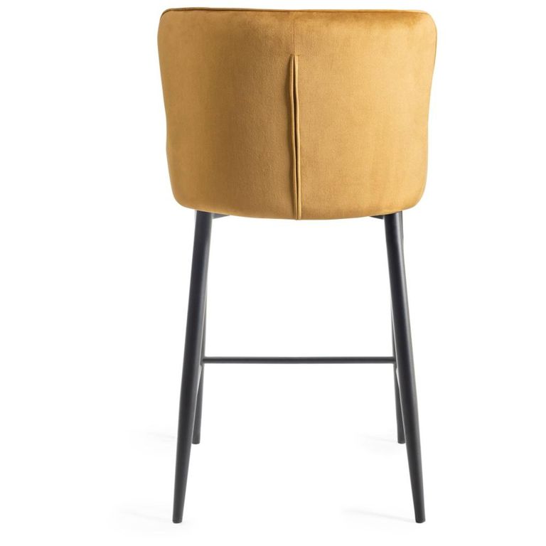 Cezanne Barstools - Set of 2 - Mustard Velvet - Black Legs