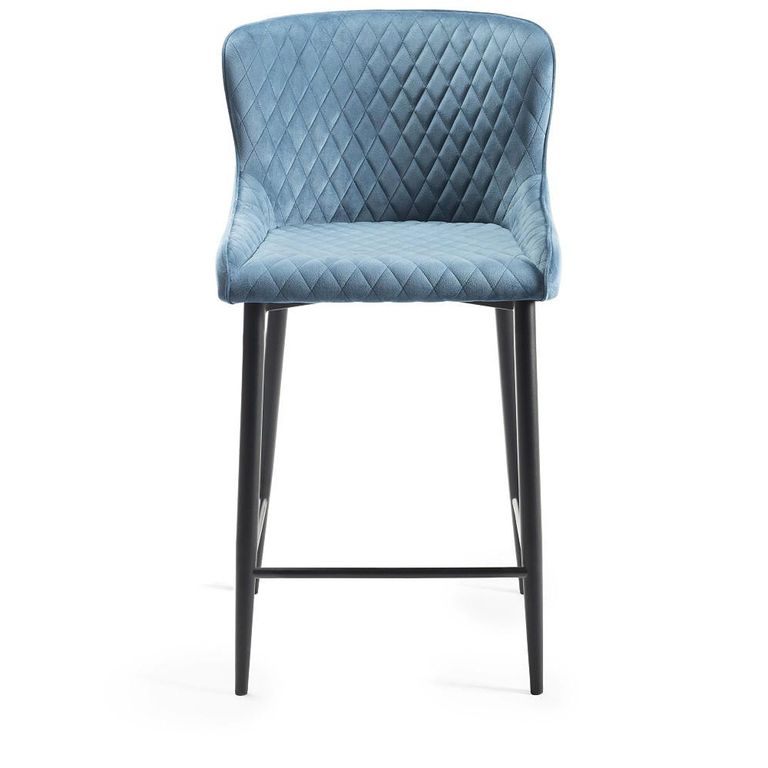 Cezanne Barstools - Set of 2 - Petrol Blue Velvet - Black Legs