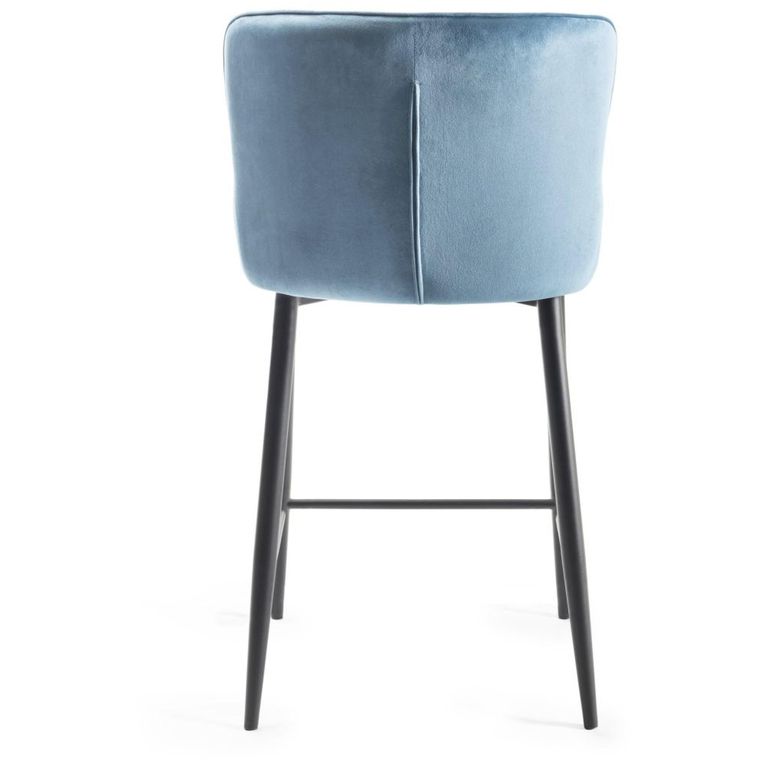 Cezanne Barstools - Set of 2 - Petrol Blue Velvet - Black Legs