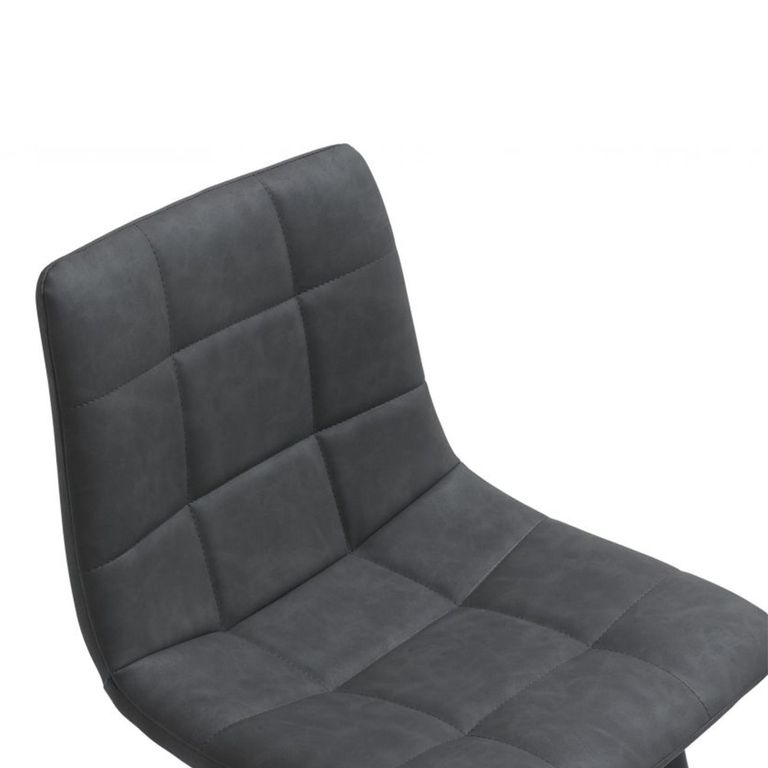 Mondrian Barstools - Set of 2 - Dark Grey Faux Leather - Black Legs