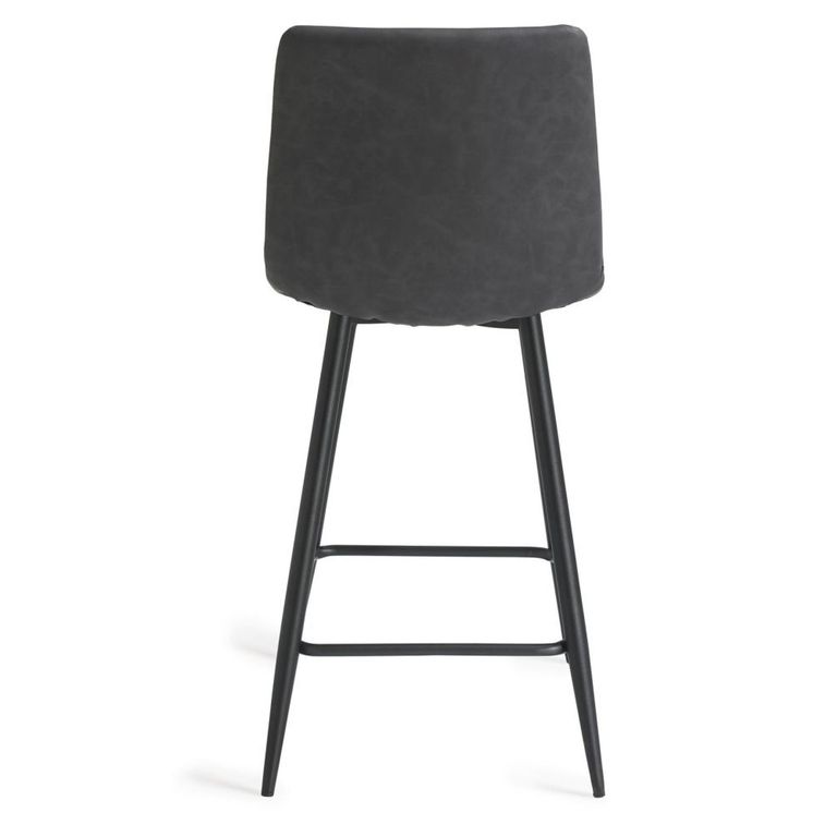 Mondrian Barstools - Set of 2 - Dark Grey Faux Leather - Black Legs
