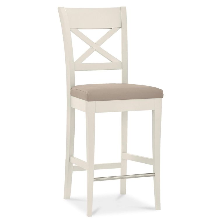 Montreux Barstools - Set of 2 - X Back - Grey Bonded Leather - Soft Grey