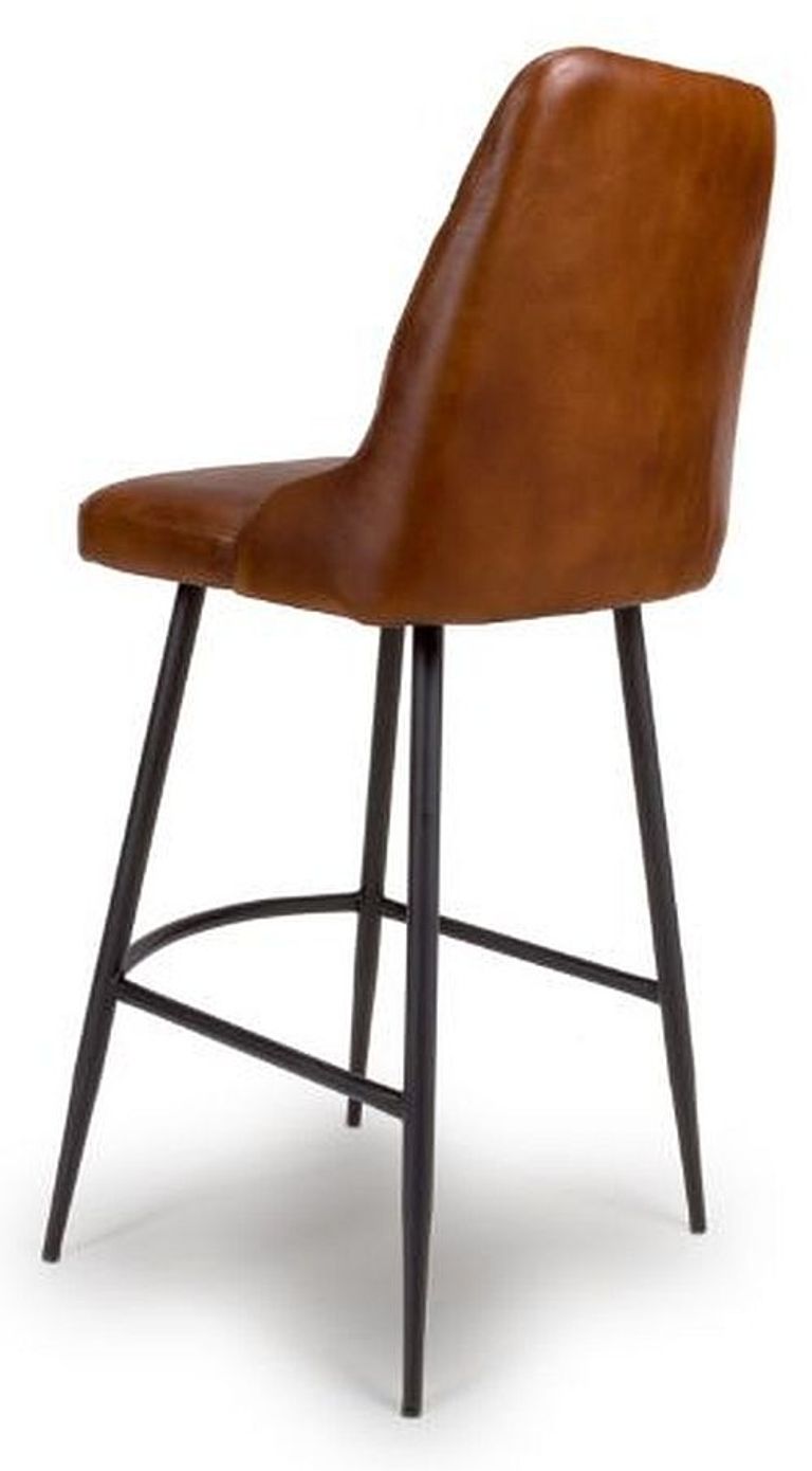 Bradley Barstool - Set of 2 - Tan Real Leather - with Back