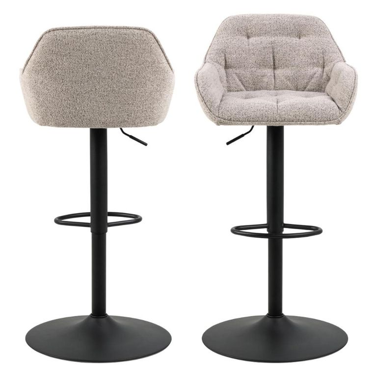 Brooke Barstool - Set of 2 - Beige Boucle Fabric - with Back