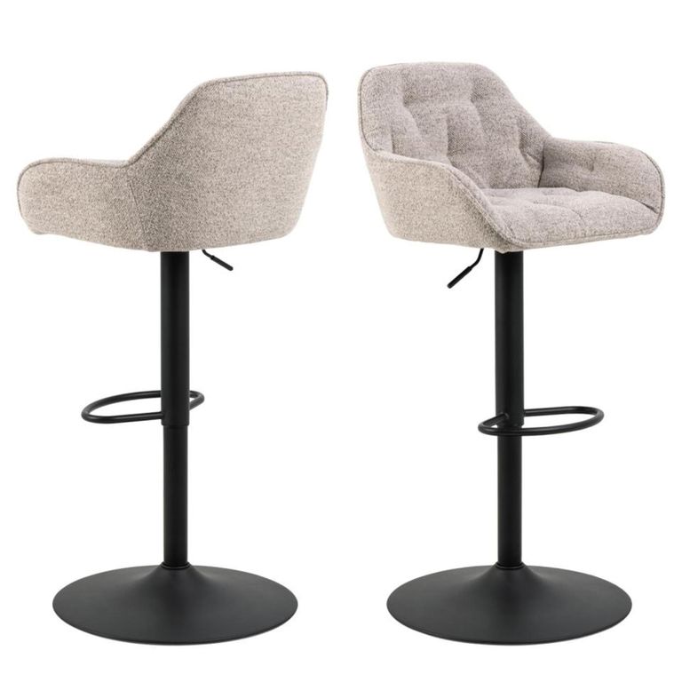 Brooke Barstool - Set of 2 - Beige Boucle Fabric - with Back