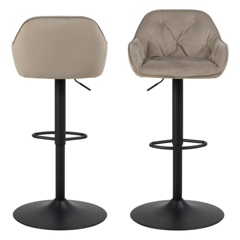 Brooke Barstool - Set of 2 - Beige Boucle Fabric - with Back
