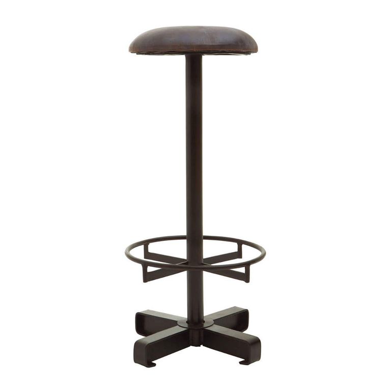 Buffalo Barstool - Set of 2 - Round - Antique Blue - Leather