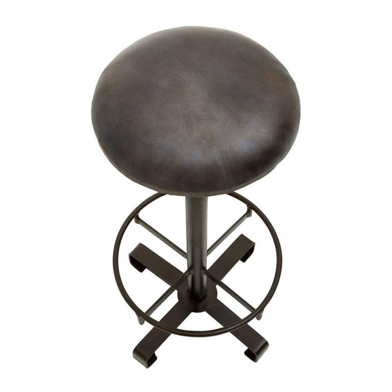 Buffalo Barstool - Set of 2 - Round - Antique Blue - Leather