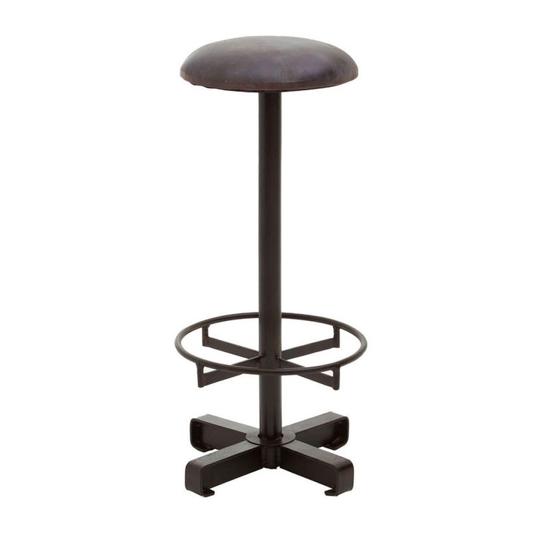 Buffalo Barstool - Set of 2 - Round - Antique Blue - Leather