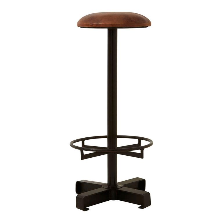 Buffalo Barstool - Set of 2 - Round - Brown - Leather