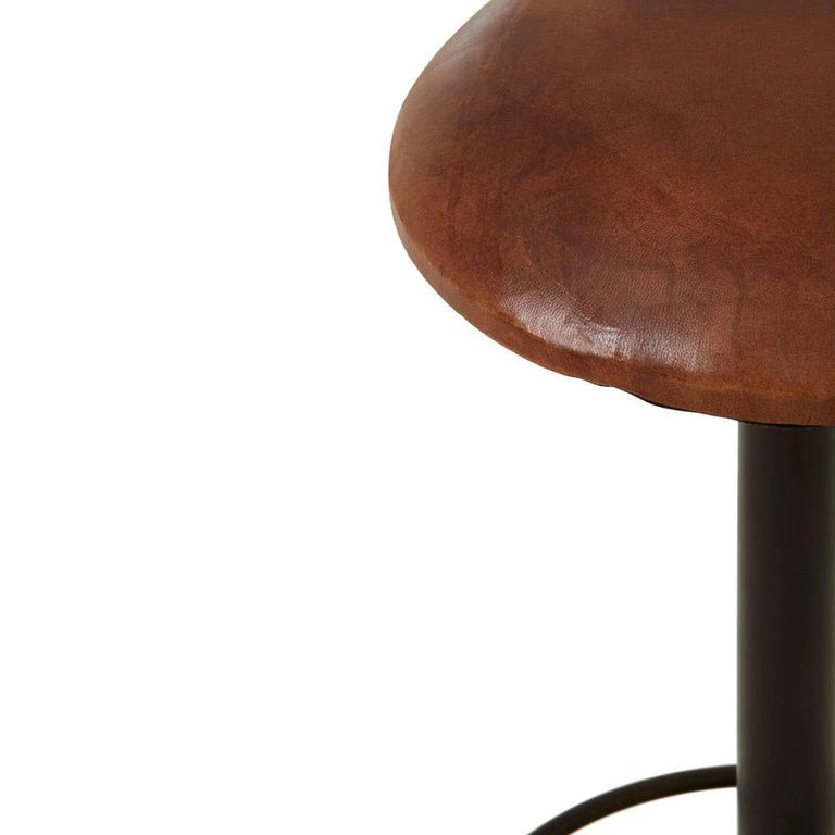 Buffalo Barstool - Set of 2 - Round - Brown - Leather