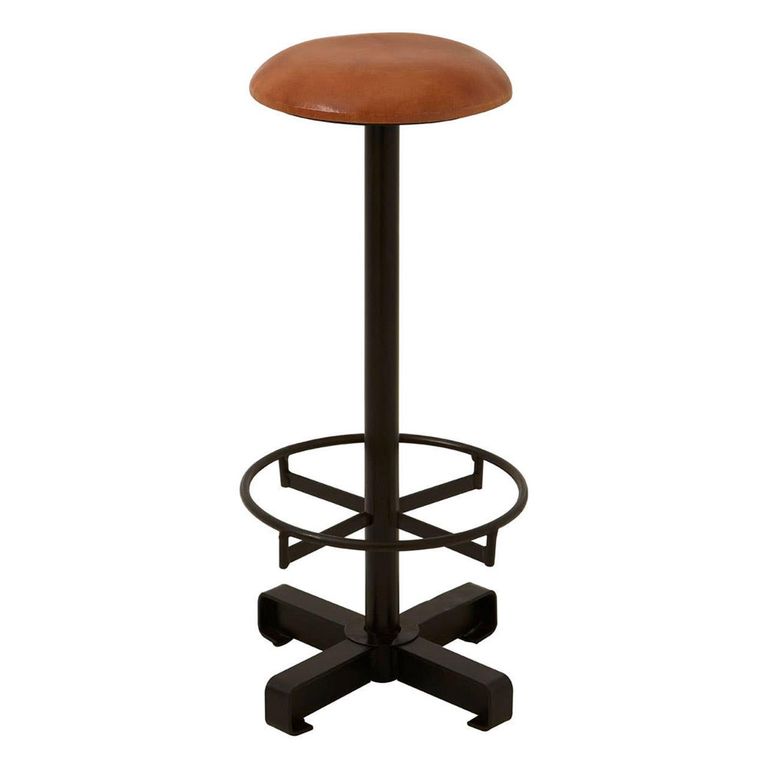Buffalo Barstool - Set of 2 - Round - Light Brown - Leather