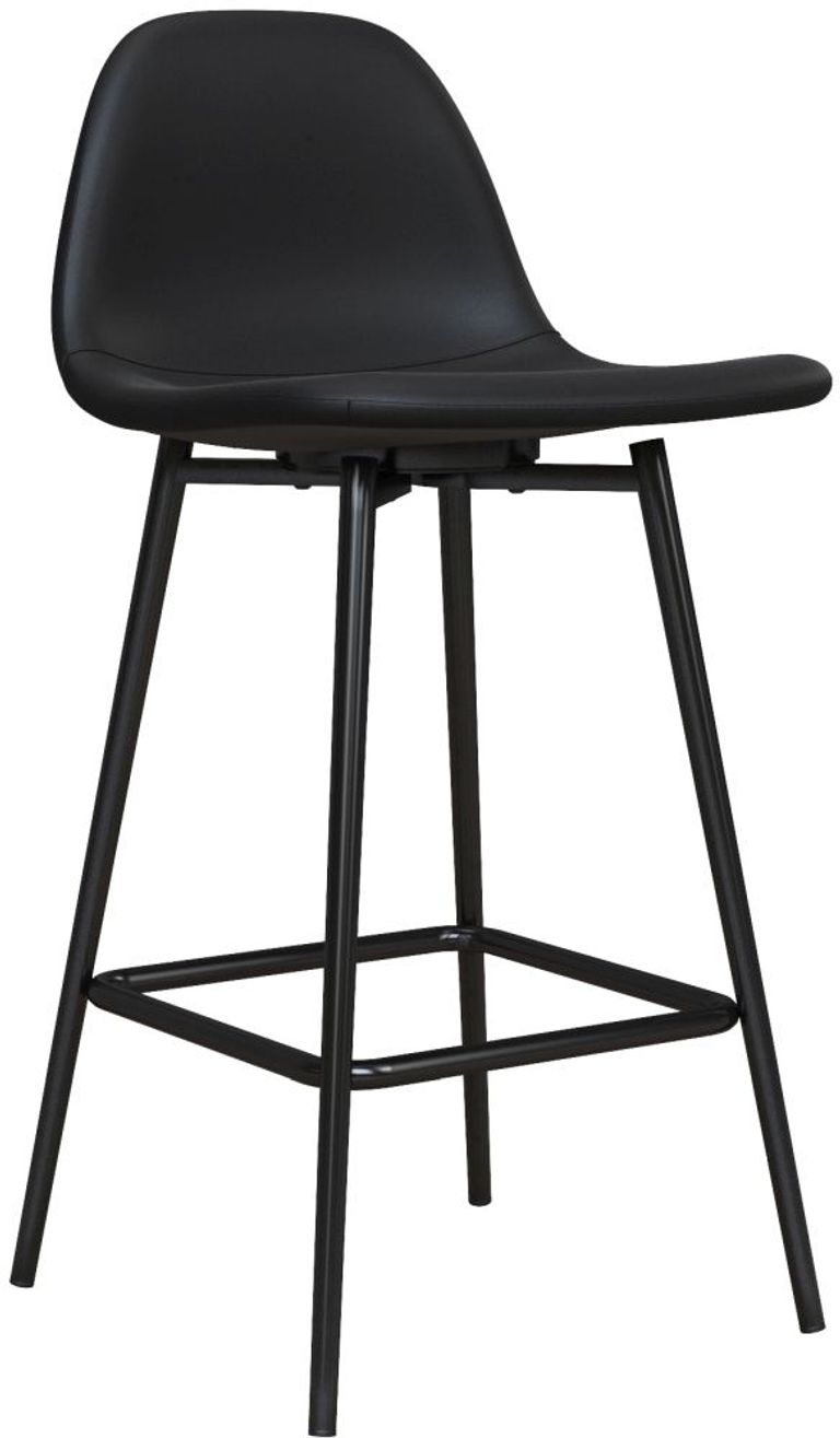 2 x Cabell Black Faux Leather Barstool - S025401UK