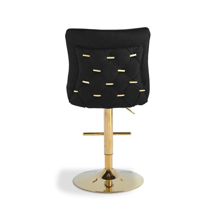 Casas Barstool - Set of 2 - Black Velvet Fabric and Gold Legs