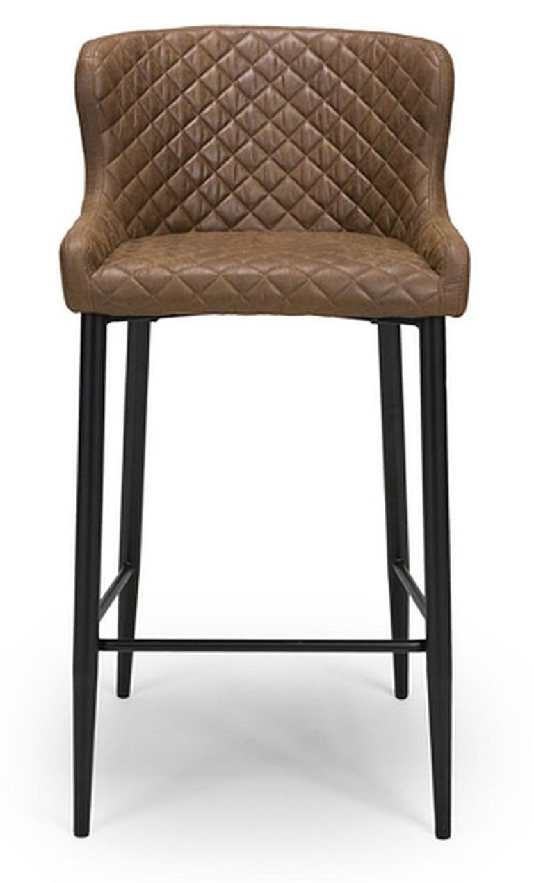 Charlie Barstool with Back - Set of 2 - Brown Faux Leather