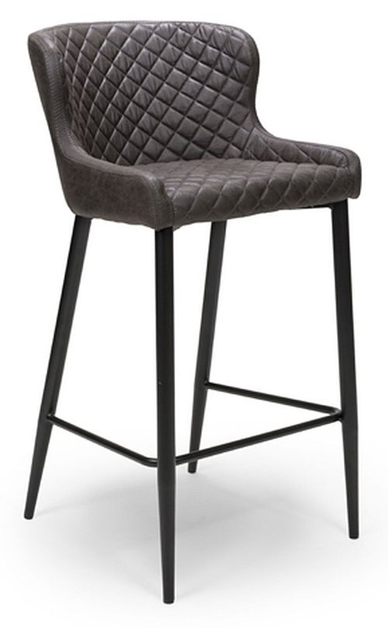 Charlie Barstool with Back - Set of 2 - Grey Faux Leather