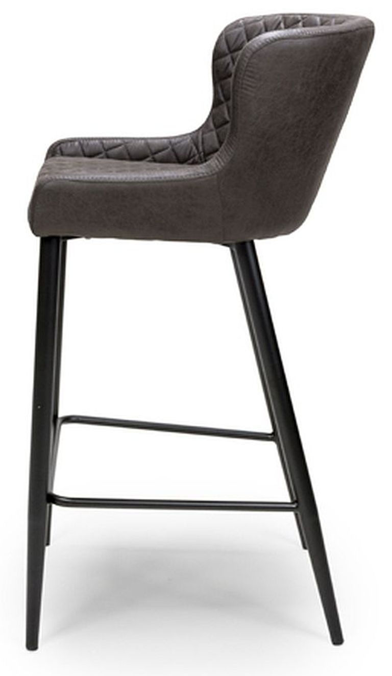 Charlie Barstool with Back - Set of 2 - Grey Faux Leather