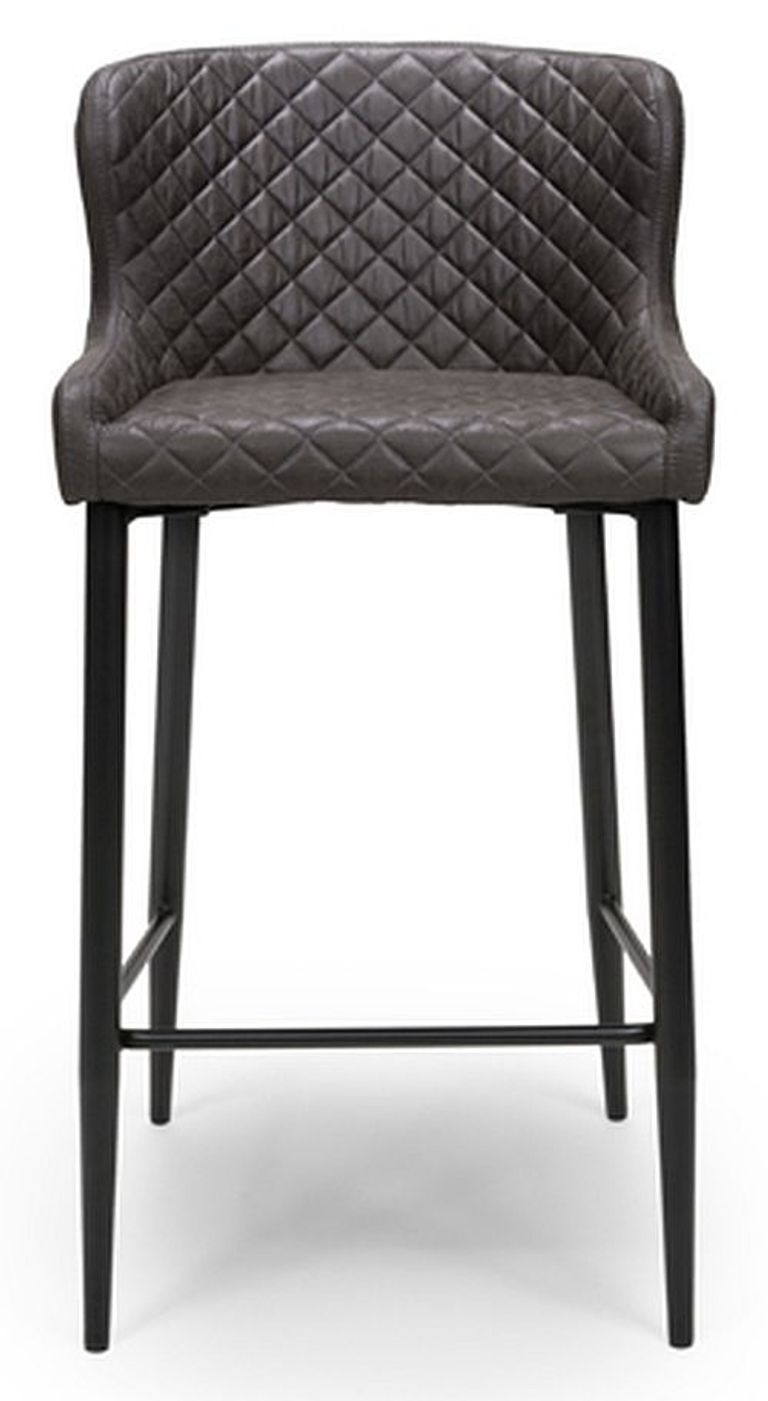 Charlie Barstool with Back - Set of 2 - Grey Faux Leather