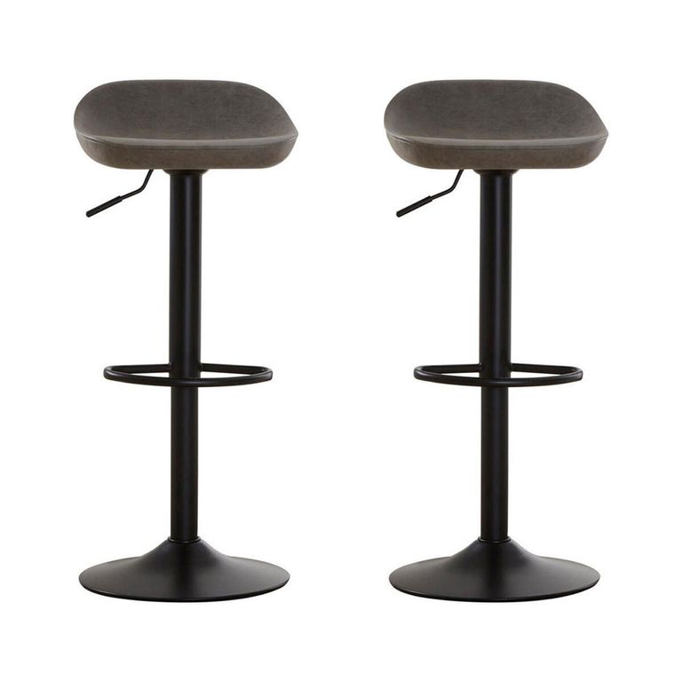 Dalston Barstool - Set of 2 - Ash Faux Leather with Low Back