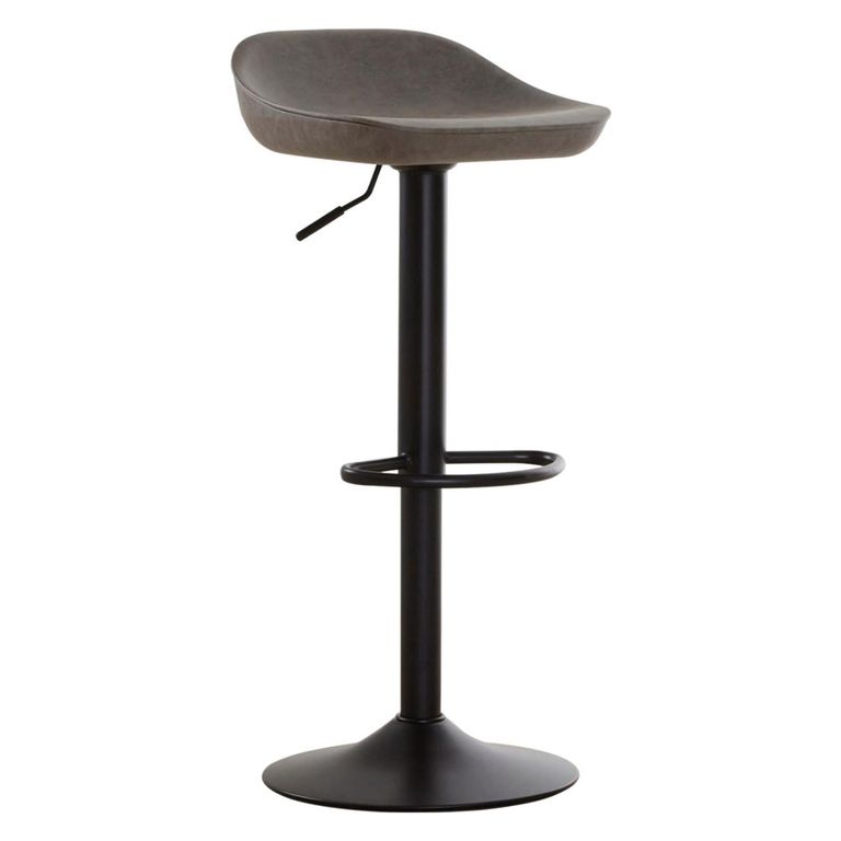 Dalston Barstool - Set of 2 - Ash Faux Leather with Low Back