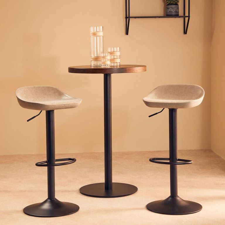 Dalston Barstool - Set of 2 - Ash Faux Leather with Low Back