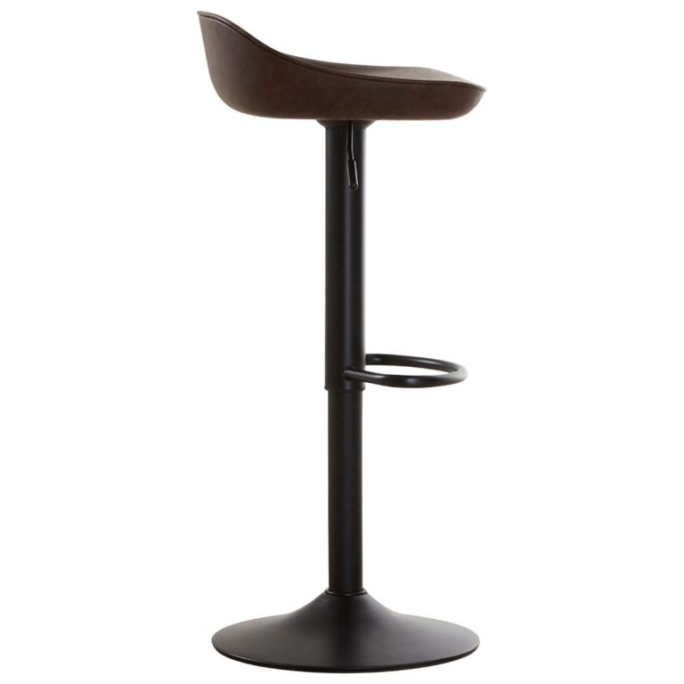 Dalston Barstool - Set of 2 - Mocha Faux Leather with Low Back