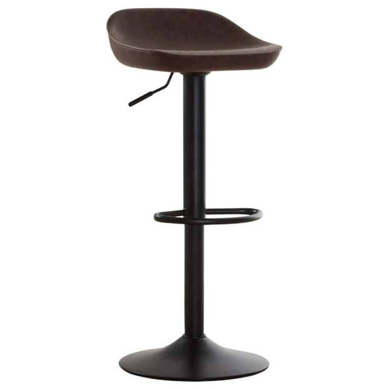 Dalston Barstool - Set of 2 - Mocha Faux Leather with Low Back