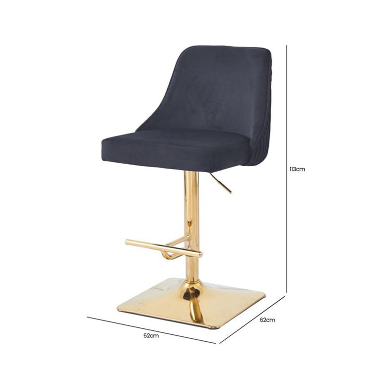 Eris Barstool - Set of 2 - Black Velvet Fabric and Gold Legs