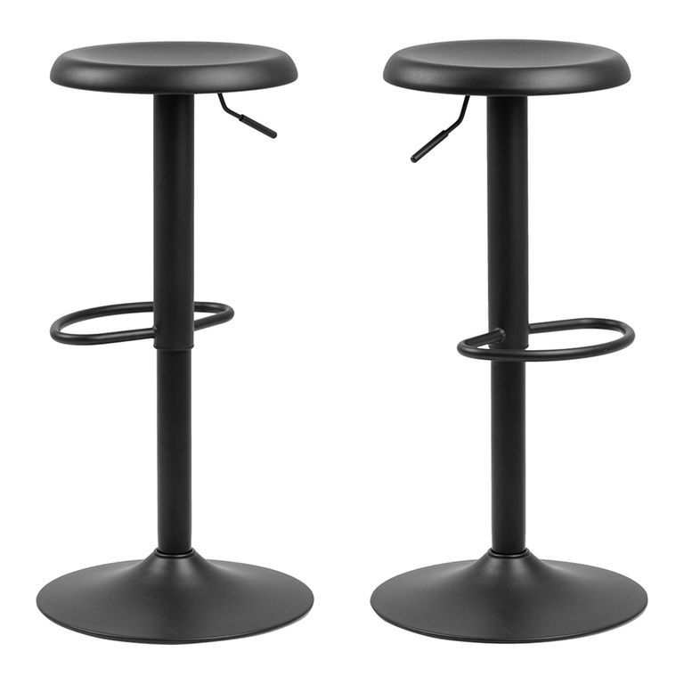 Finch Barstool - Set of 2 - Black - Swivel - Gas Lift - Round