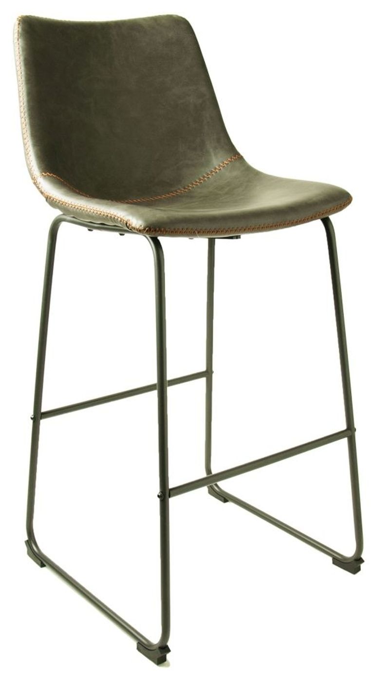 2 x Fremont Grey Vintage Leather Barstool