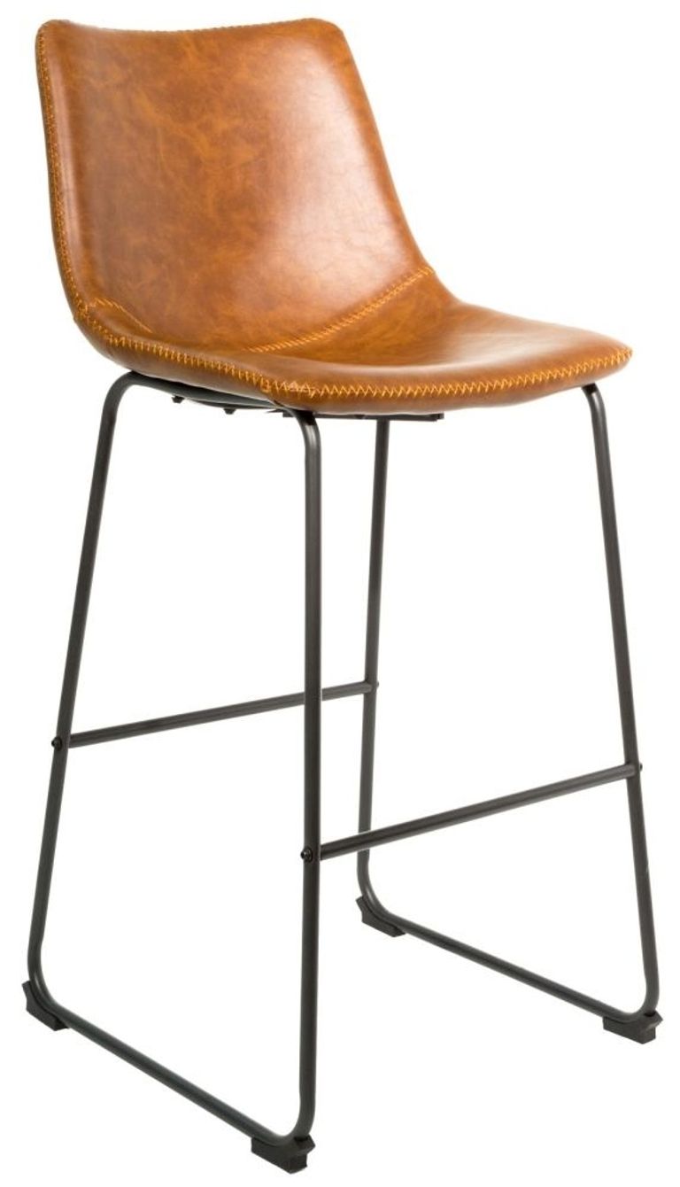 2 x Fremont Tan Vintage Leather Barstool