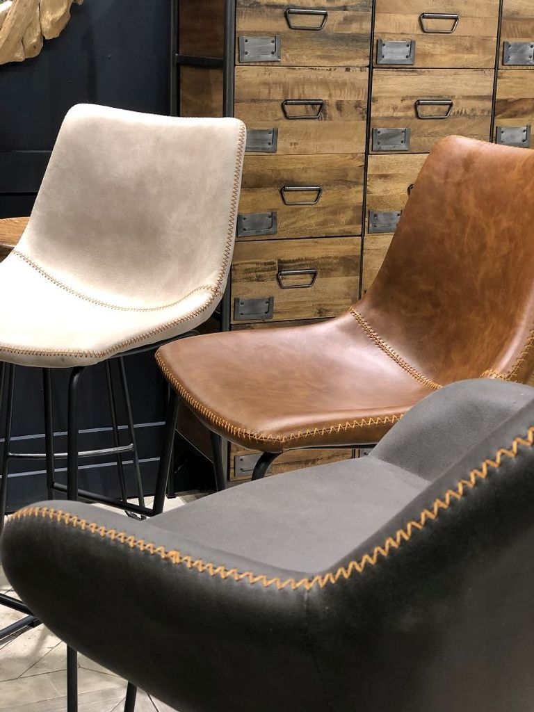 2 x Fremont Tan Vintage Leather Barstool