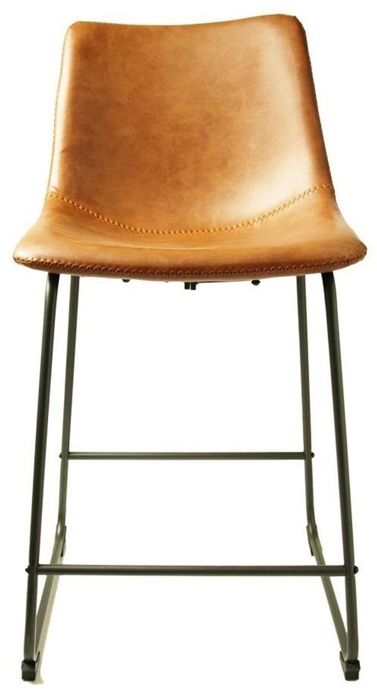 2 x Fremont Tan Vintage Leather Counter Stool