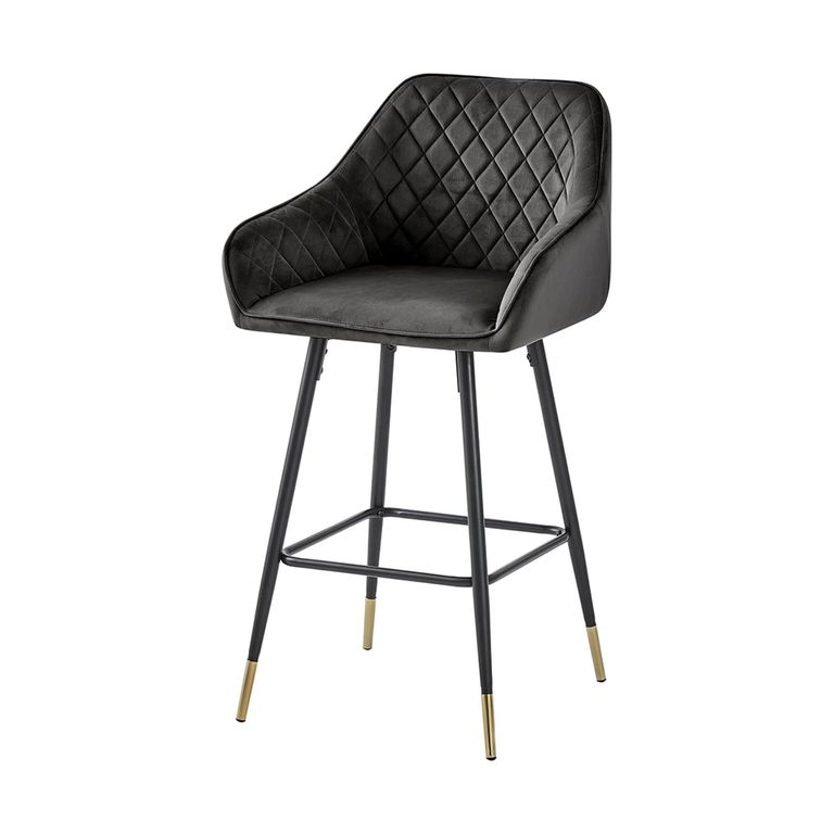 Barstools - Set of 2 - Gun Metal Grey Velvet