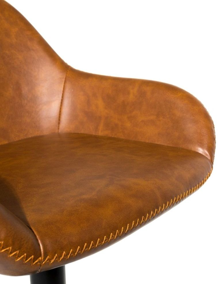 2 x Hawai Tan Vintage Leather Gas Lift Barstool